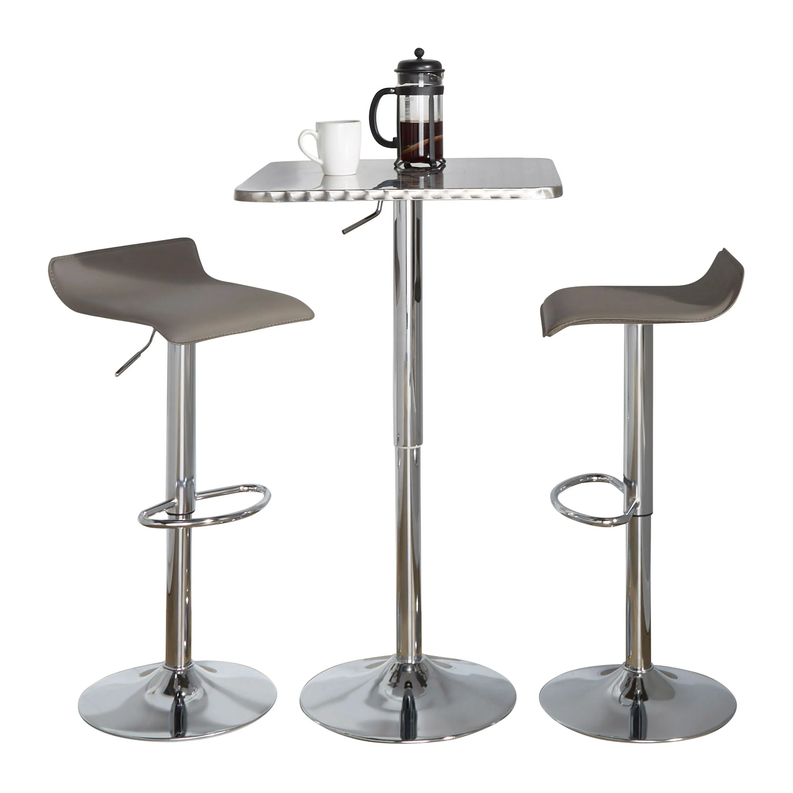Ale - 3 Piece Bar Set Bistro Square Contemporary Adjustable Oval Footrest by Couch.com