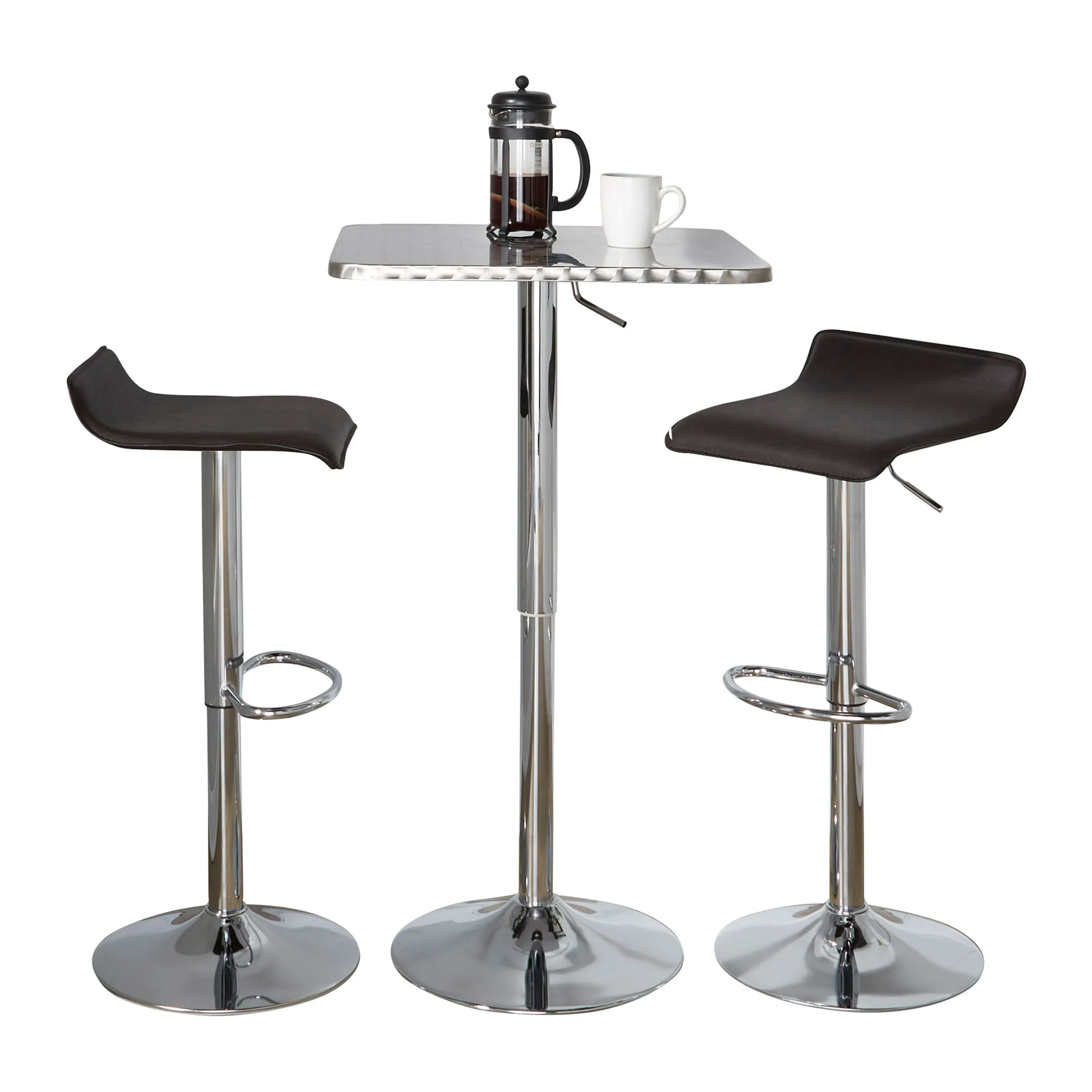 Ale - 3 Piece Bar Set Bistro Square Contemporary Adjustable Oval Footrest by Couch.com