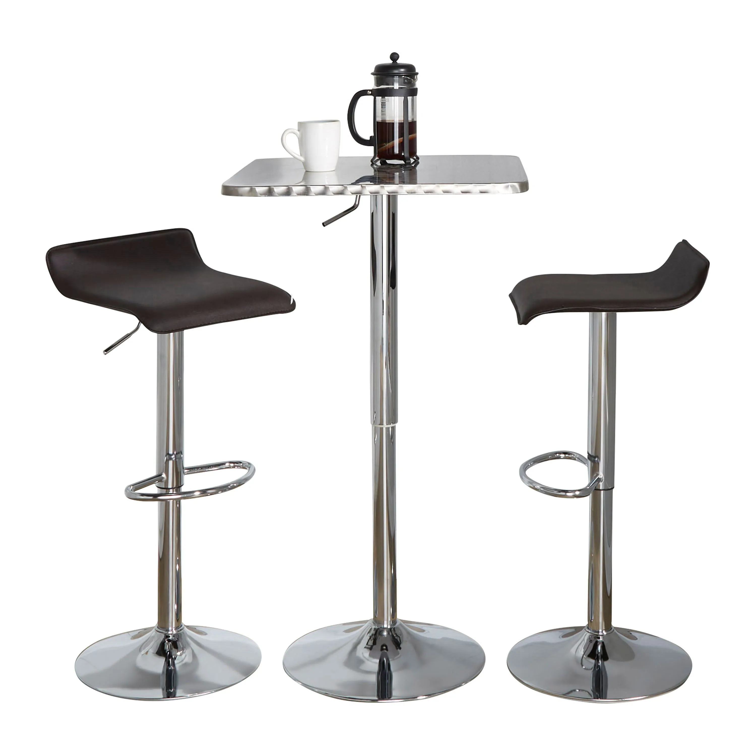 Ale - 3 Piece Bar Set Bistro Square Contemporary Adjustable Oval Footrest by Couch.com