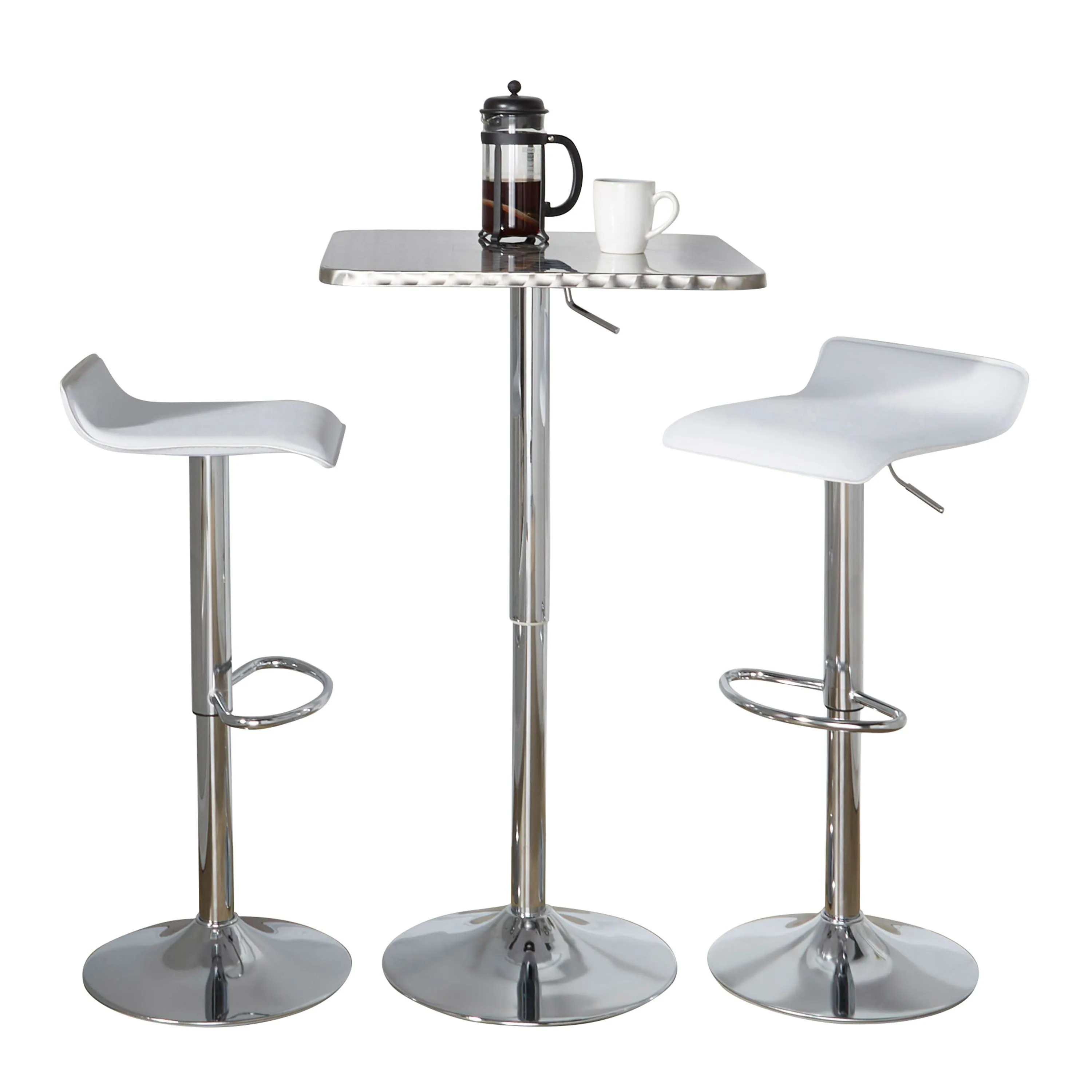 Ale - 3 Piece Bar Set Bistro Square Contemporary Adjustable Oval Footrest by Couch.com
