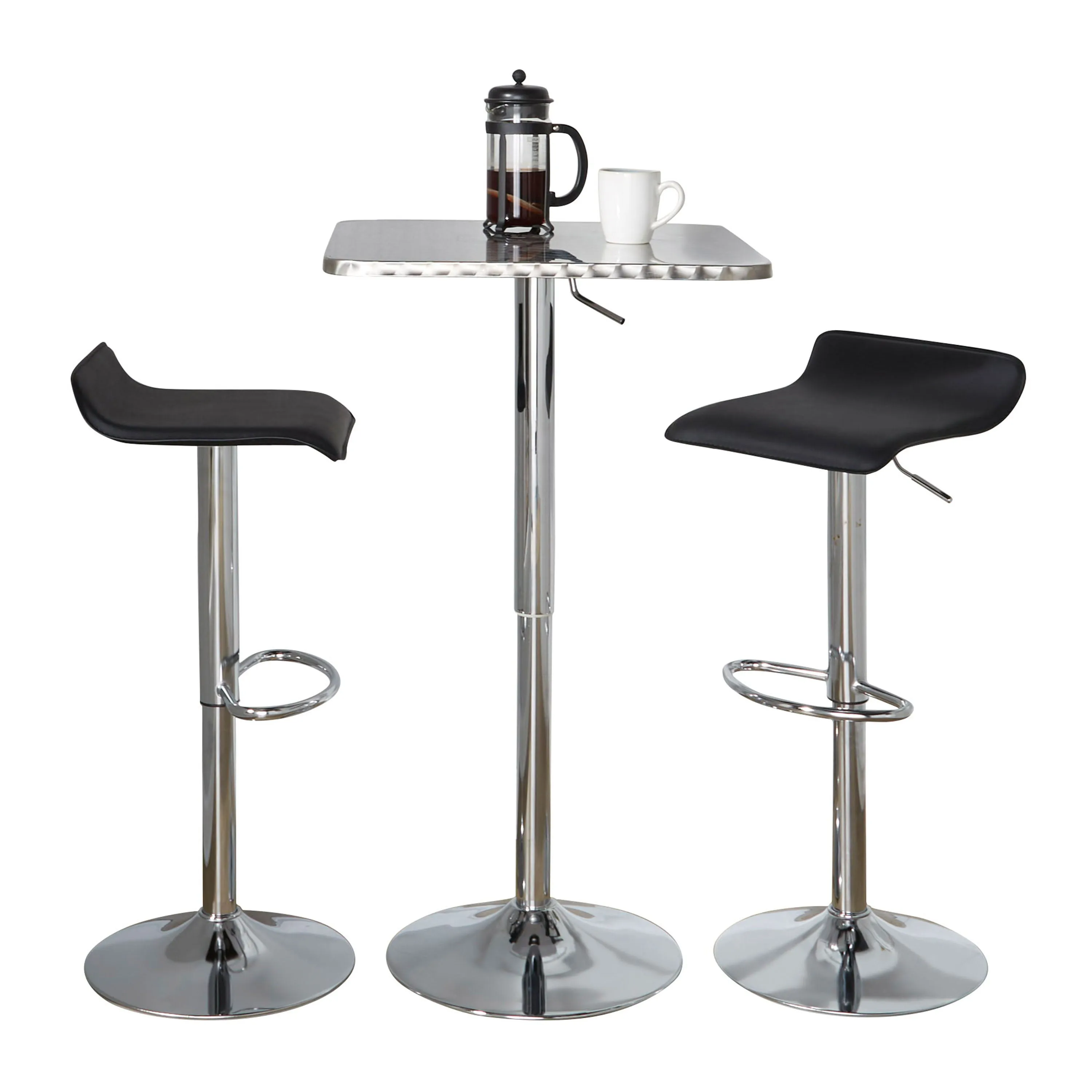 Ale - 3 Piece Bar Set Bistro Square Contemporary Adjustable Oval Footrest by Couch.com