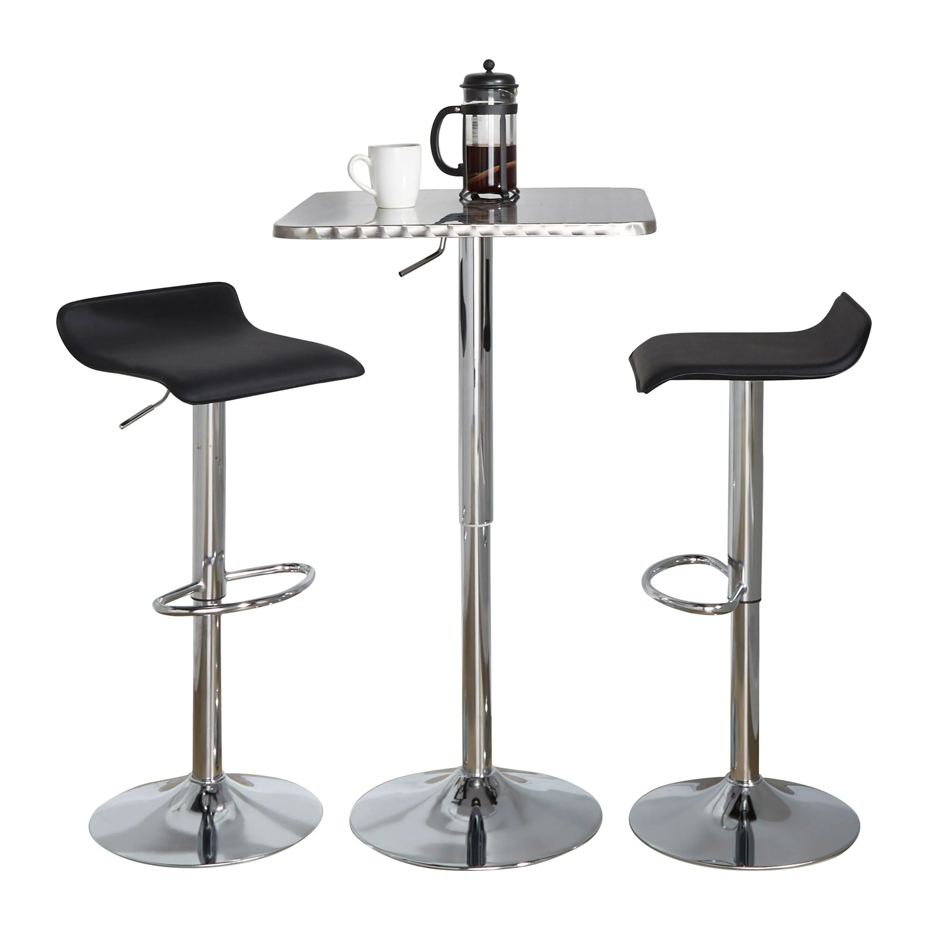 Ale - 3 Piece Bar Set Bistro Square Contemporary Adjustable Oval Footrest by Couch.com