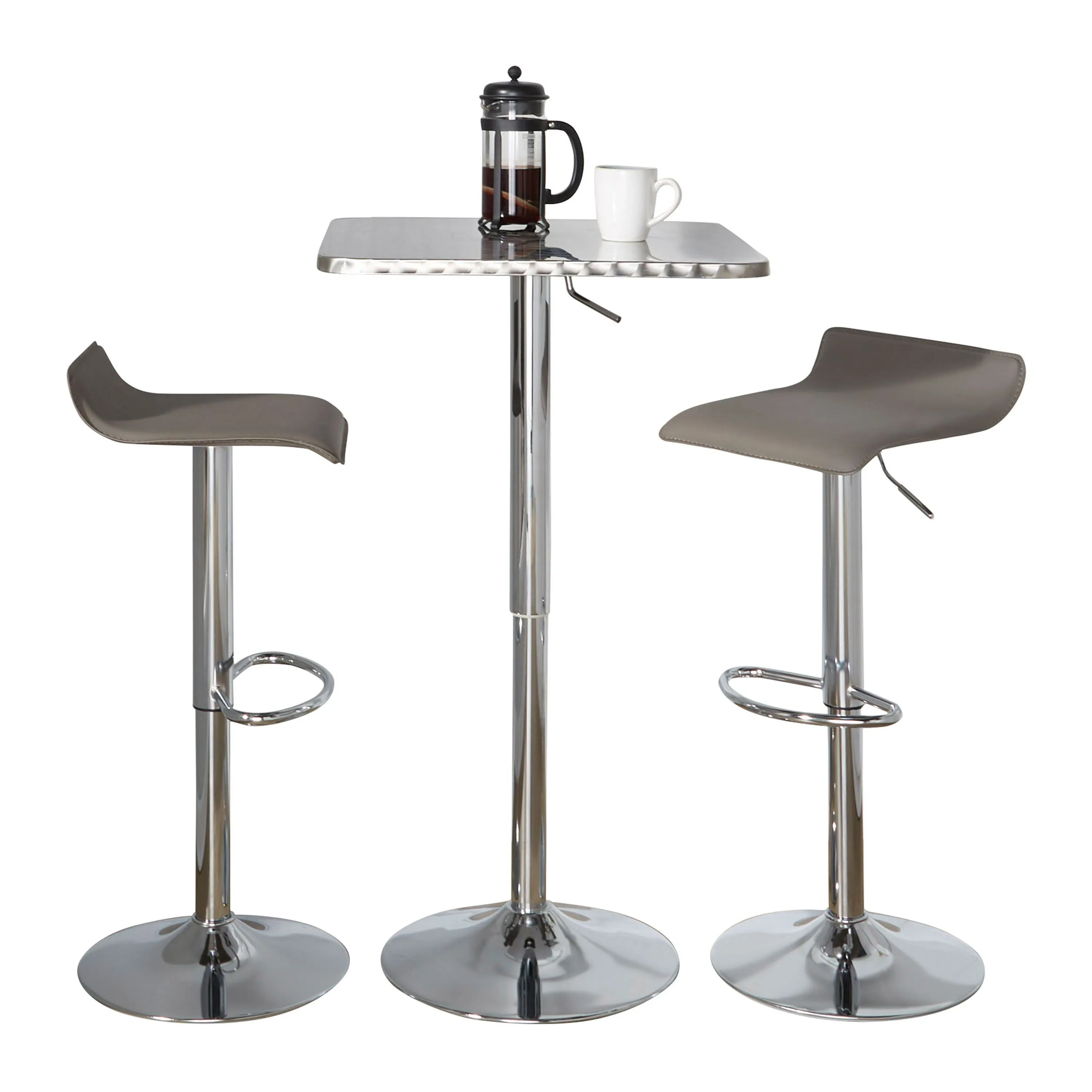 Ale - 3 Piece Bar Set Bistro Square Contemporary Adjustable Oval Footrest by Couch.com