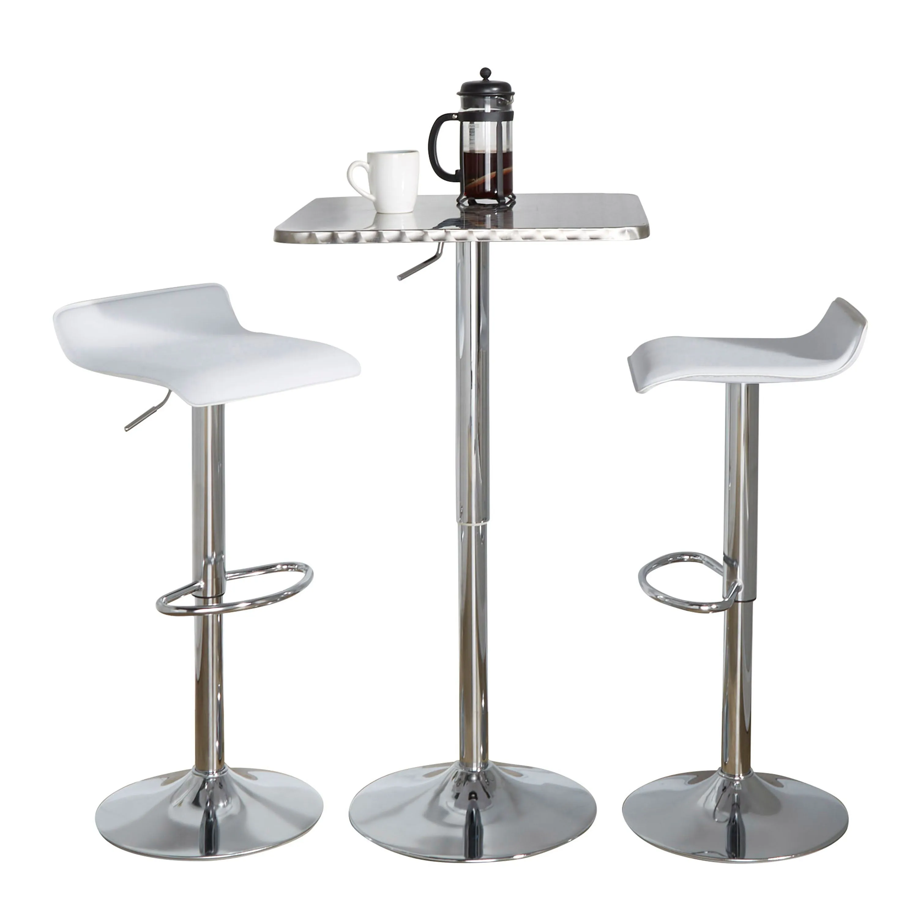 Ale - 3 Piece Bar Set Bistro Square Contemporary Adjustable Oval Footrest by Couch.com