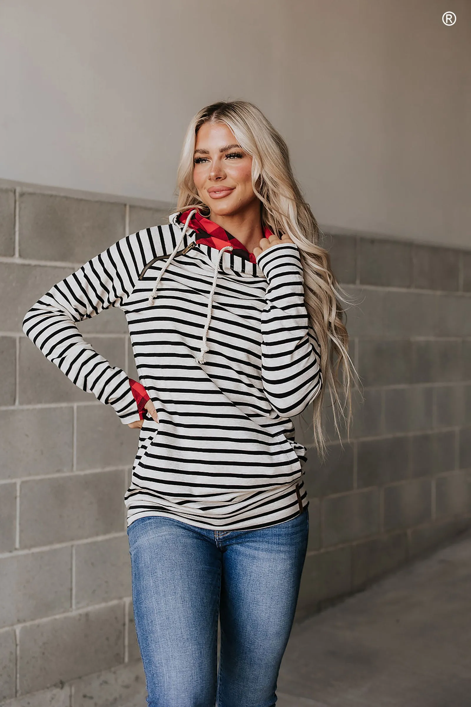 Ampersand Ave Ladies Feeling Festive Doublehood Sweatshirt