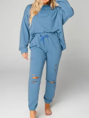 *APP EXCLUSIVE* Distressed Sweatshirt and Joggers Set