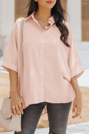 Button Front Dolman Sleeves Shirt