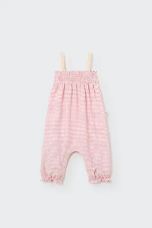 Dora Overall in Gingham Crystal Pink