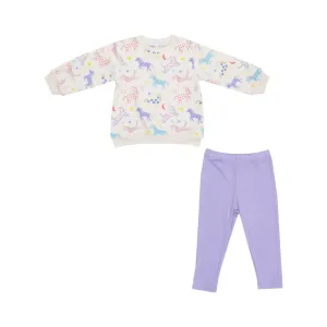 French Terry Puffy Oversized Sweatshirt And Rib Legging - Fun Unicorns by Angel Dear