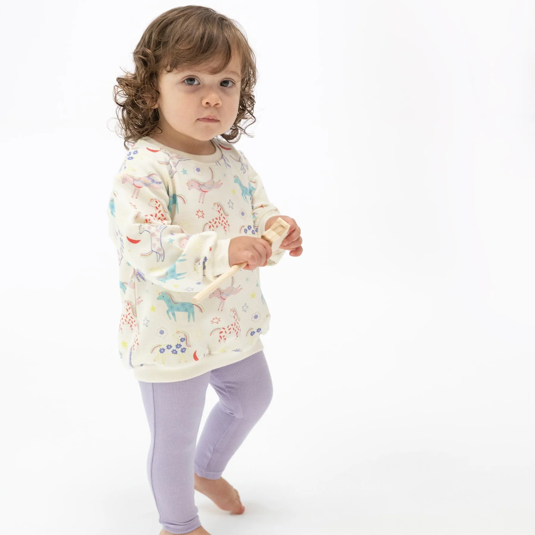 French Terry Puffy Oversized Sweatshirt And Rib Legging - Fun Unicorns by Angel Dear