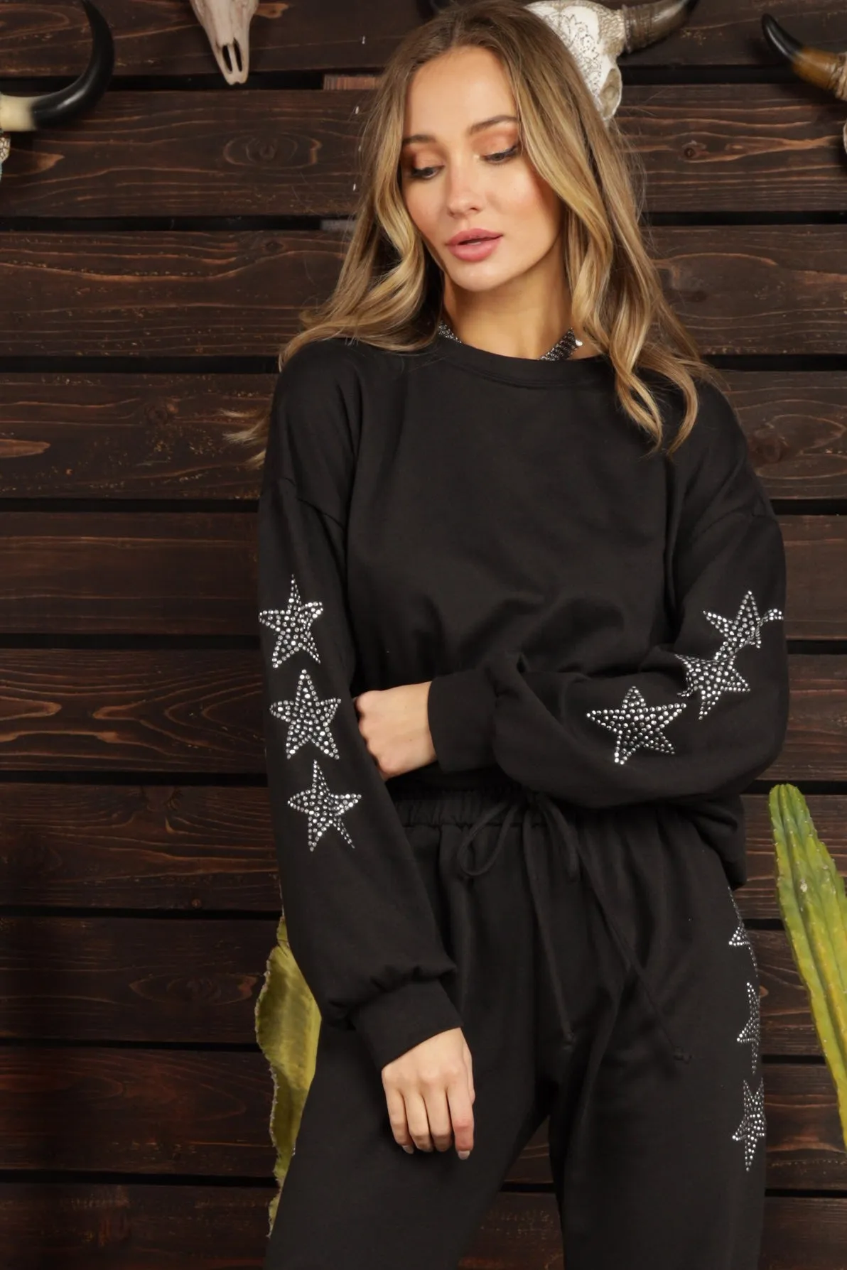 French Terry Star Studded Sweatshirt