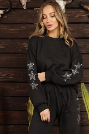 French Terry Star Studded Sweatshirt