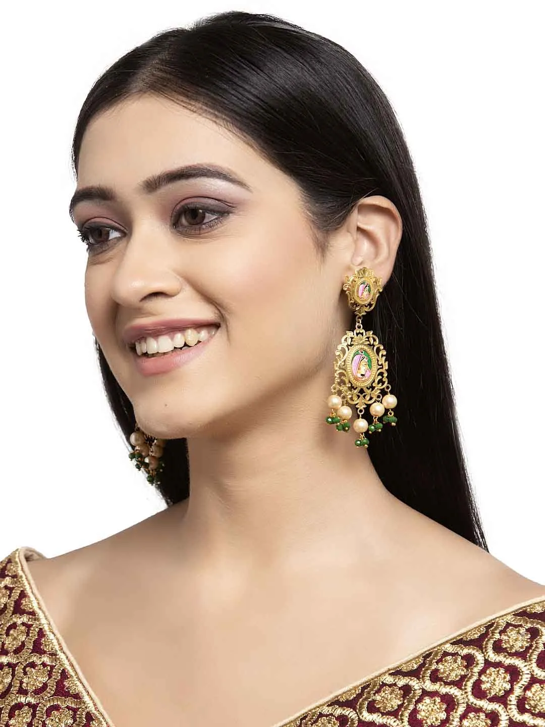 Gold-Toned Contemporary Drop Earrings