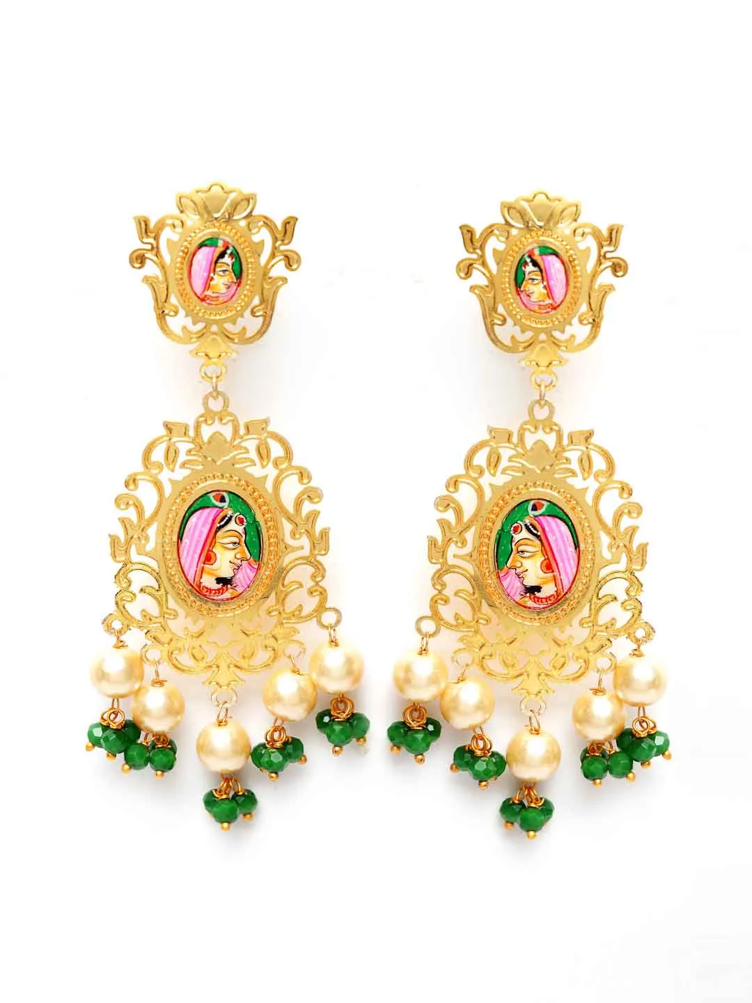 Gold-Toned Contemporary Drop Earrings