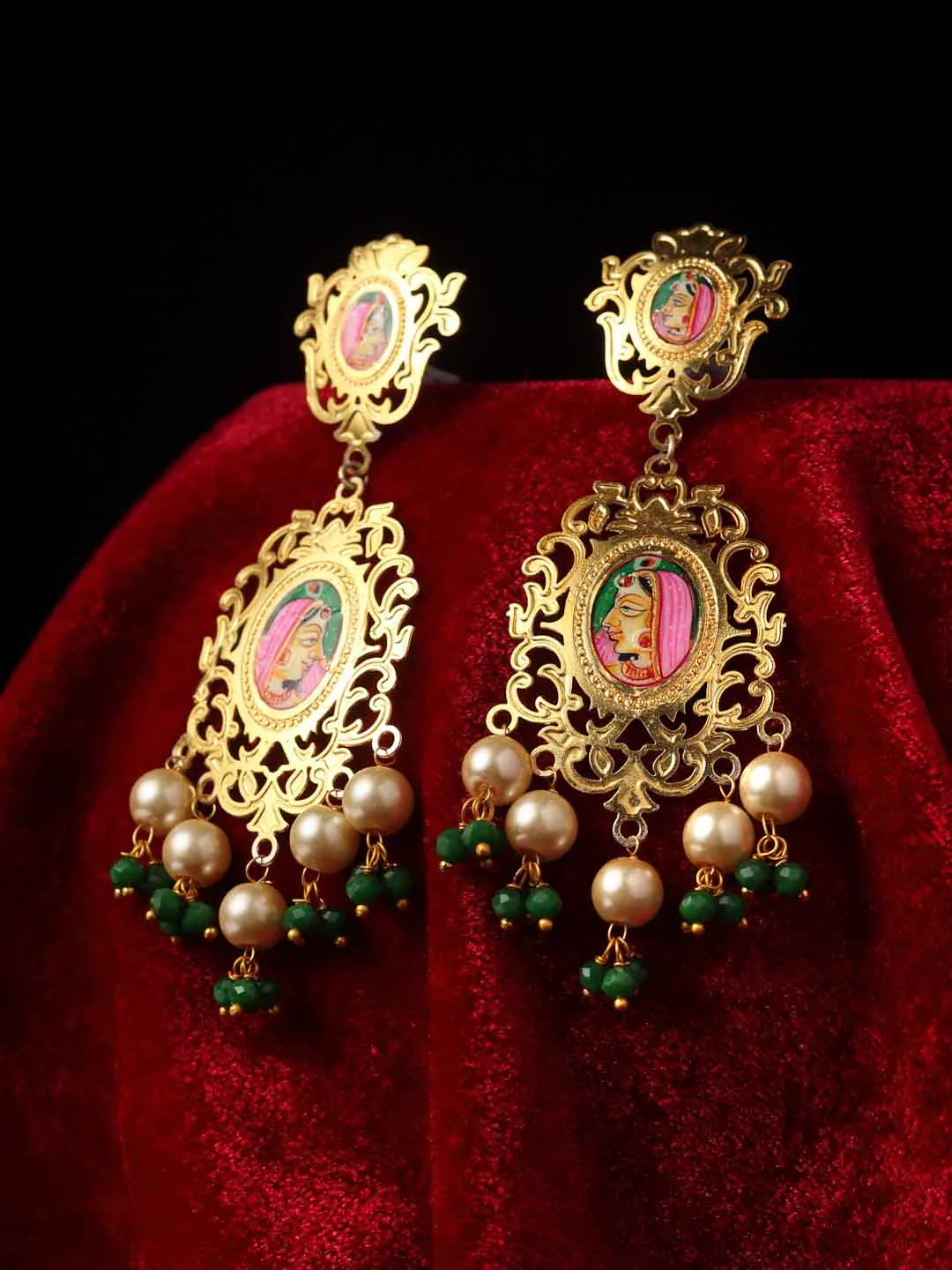Gold-Toned Contemporary Drop Earrings