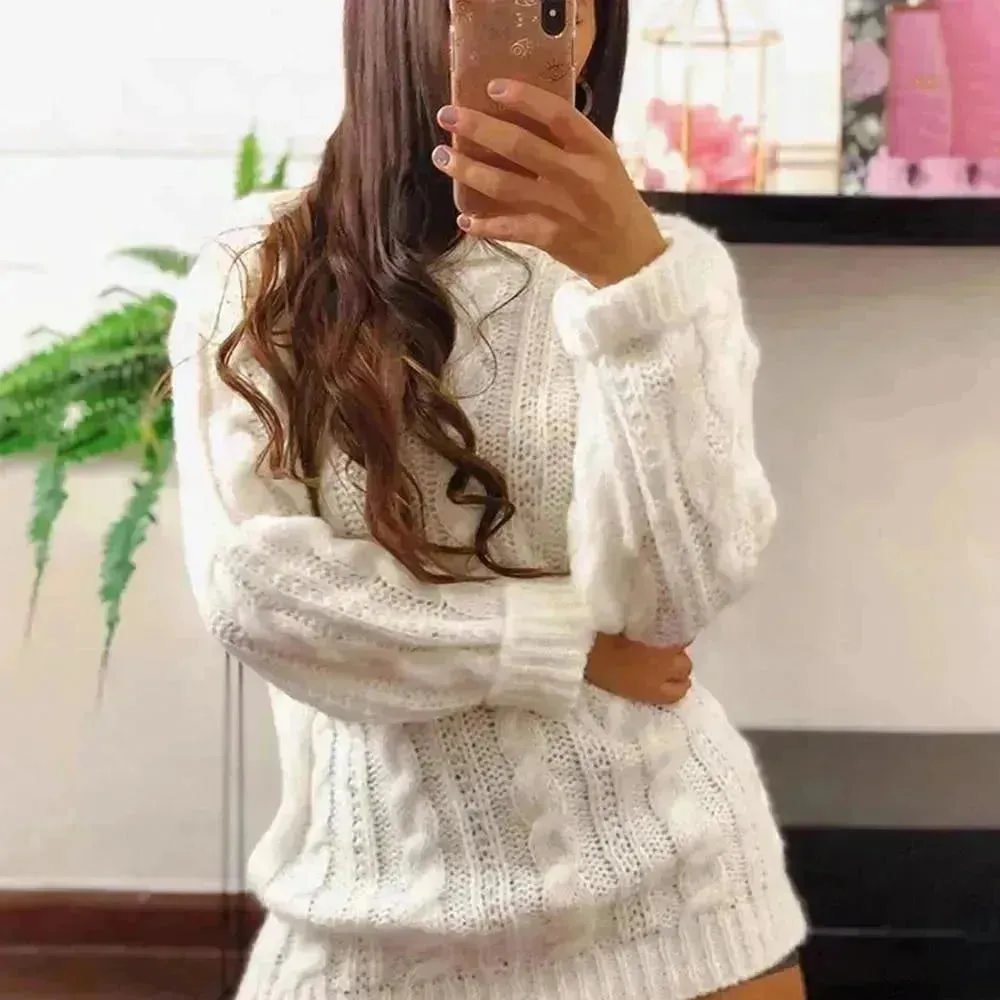Ladies Casual Autumn Winter Oversized Mini sweater dress