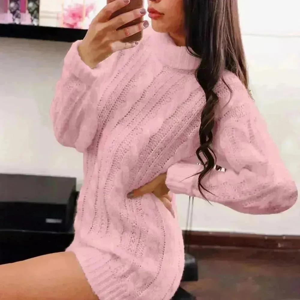 Ladies Casual Autumn Winter Oversized Mini sweater dress