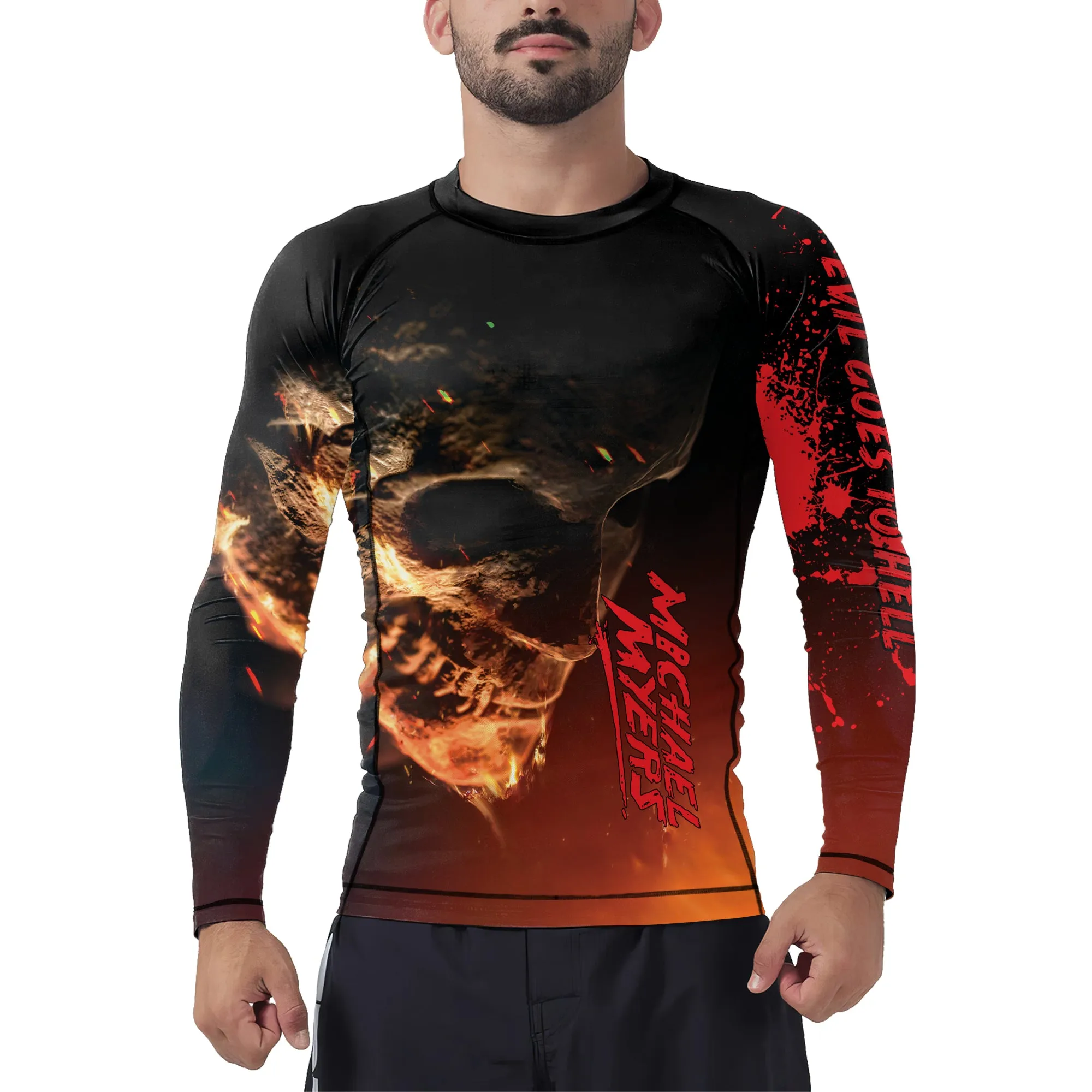 Michael Myers Evil Goes To Hell Men's Long Sleeve Rash Guard