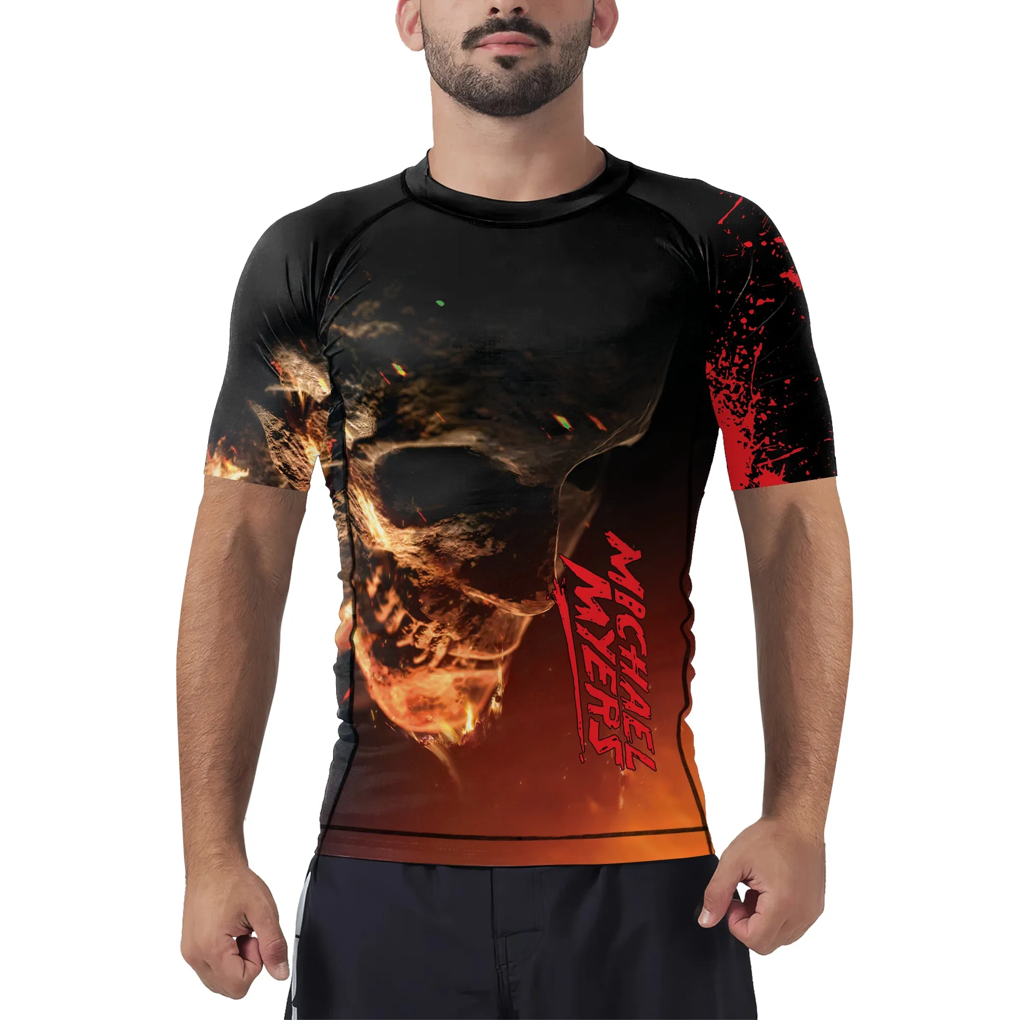 Michael Myers Evil Goes To Hell Men's Short Sleeve Rash Guard