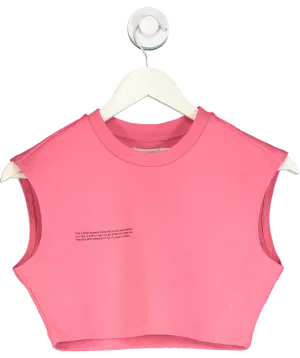 PANGAIA Pink Recycled Cotton Fitted Crop T-shirt UK S