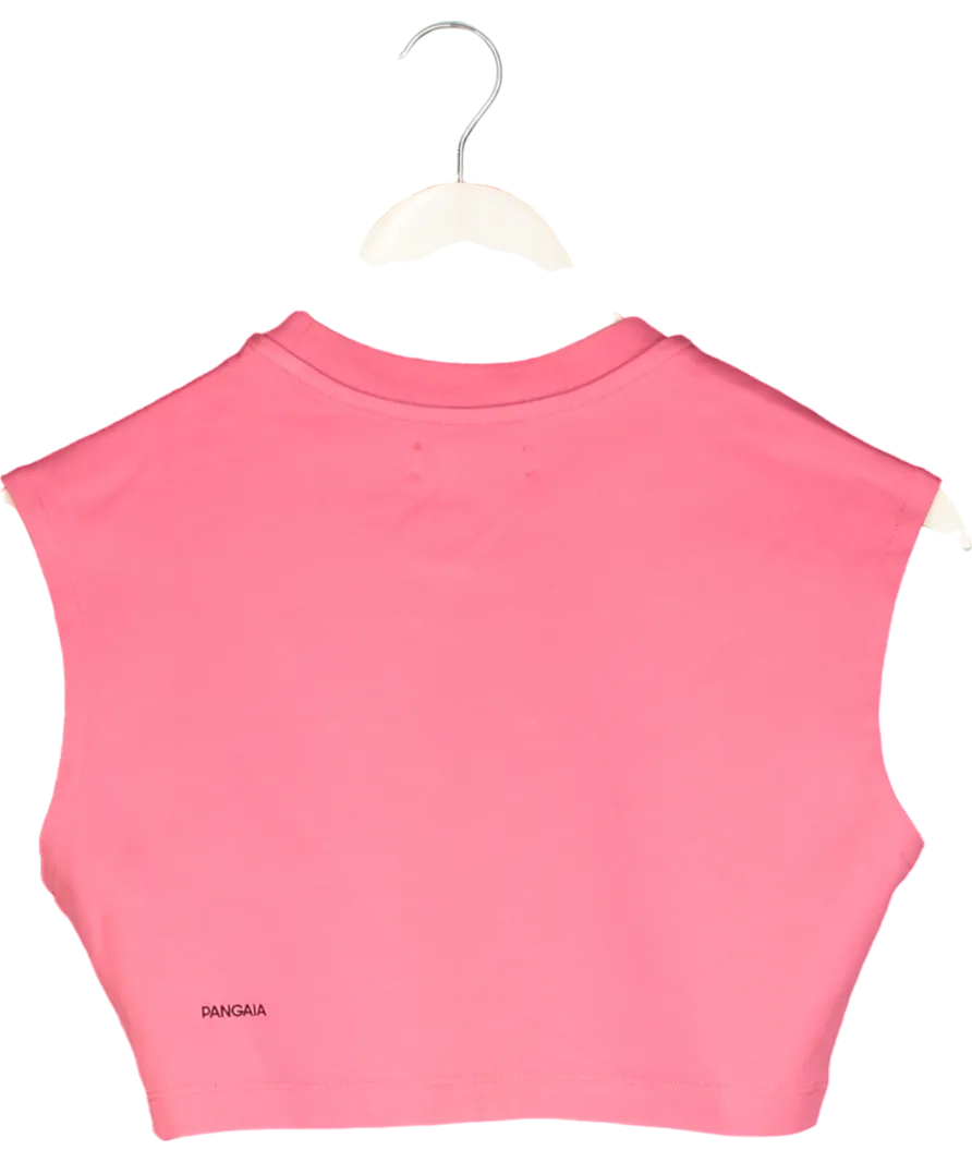 PANGAIA Pink Recycled Cotton Fitted Crop T-shirt UK S