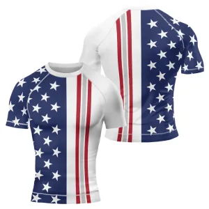 Stars and Stripes US Flag Men's Short Sleeve Rash Guard