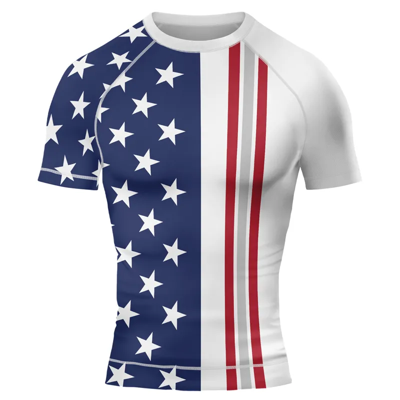 Stars and Stripes US Flag Men's Short Sleeve Rash Guard