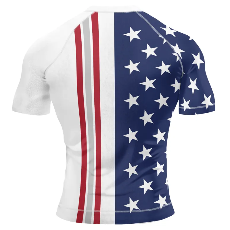Stars and Stripes US Flag Men's Short Sleeve Rash Guard