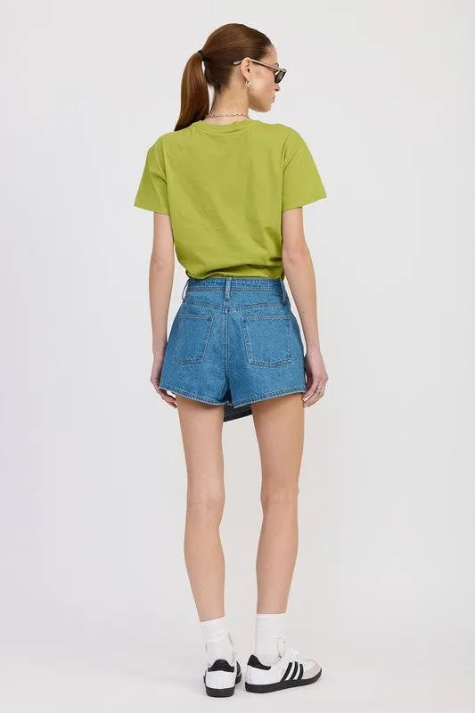 WRAPPED ASYMMETRICAL DENIM SKIRT