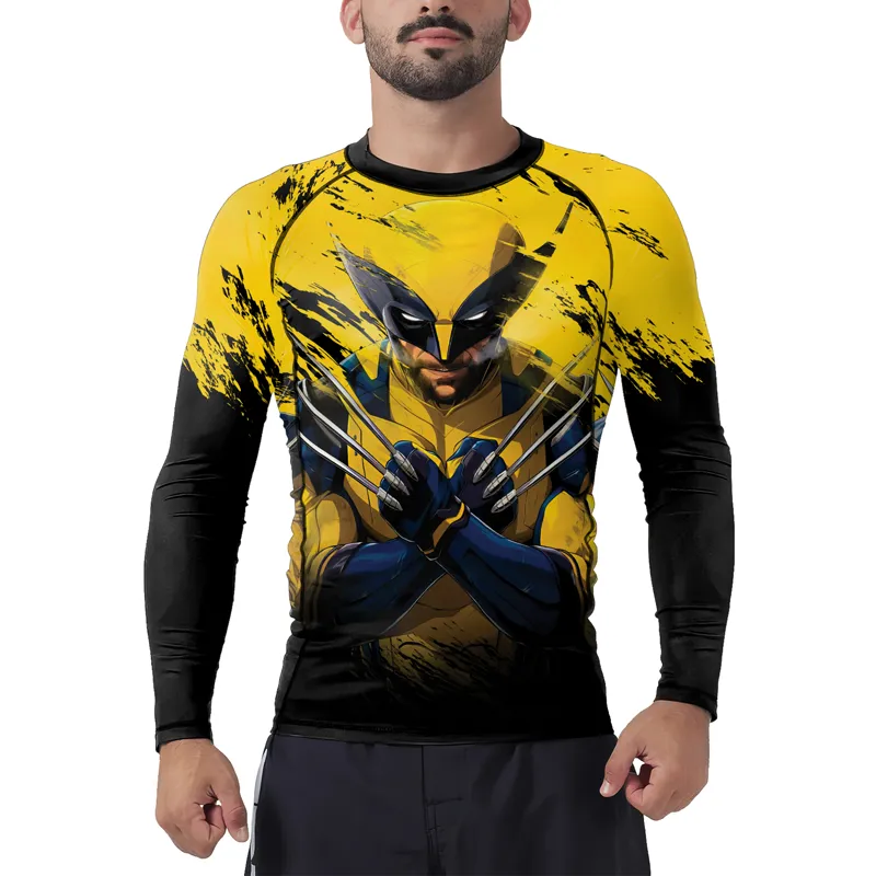Yellow Wolverine Men's Long Sleeve Rash Guard