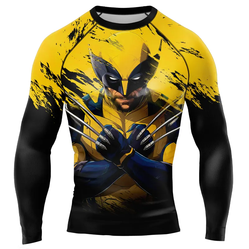 Yellow Wolverine Men's Long Sleeve Rash Guard