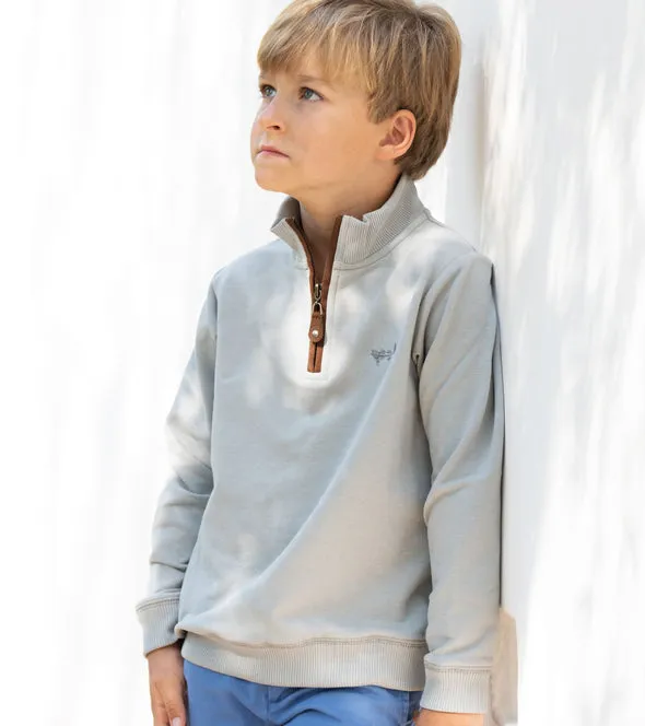 Youth Grey Quarter Zip Pullover by Coastal Cotton